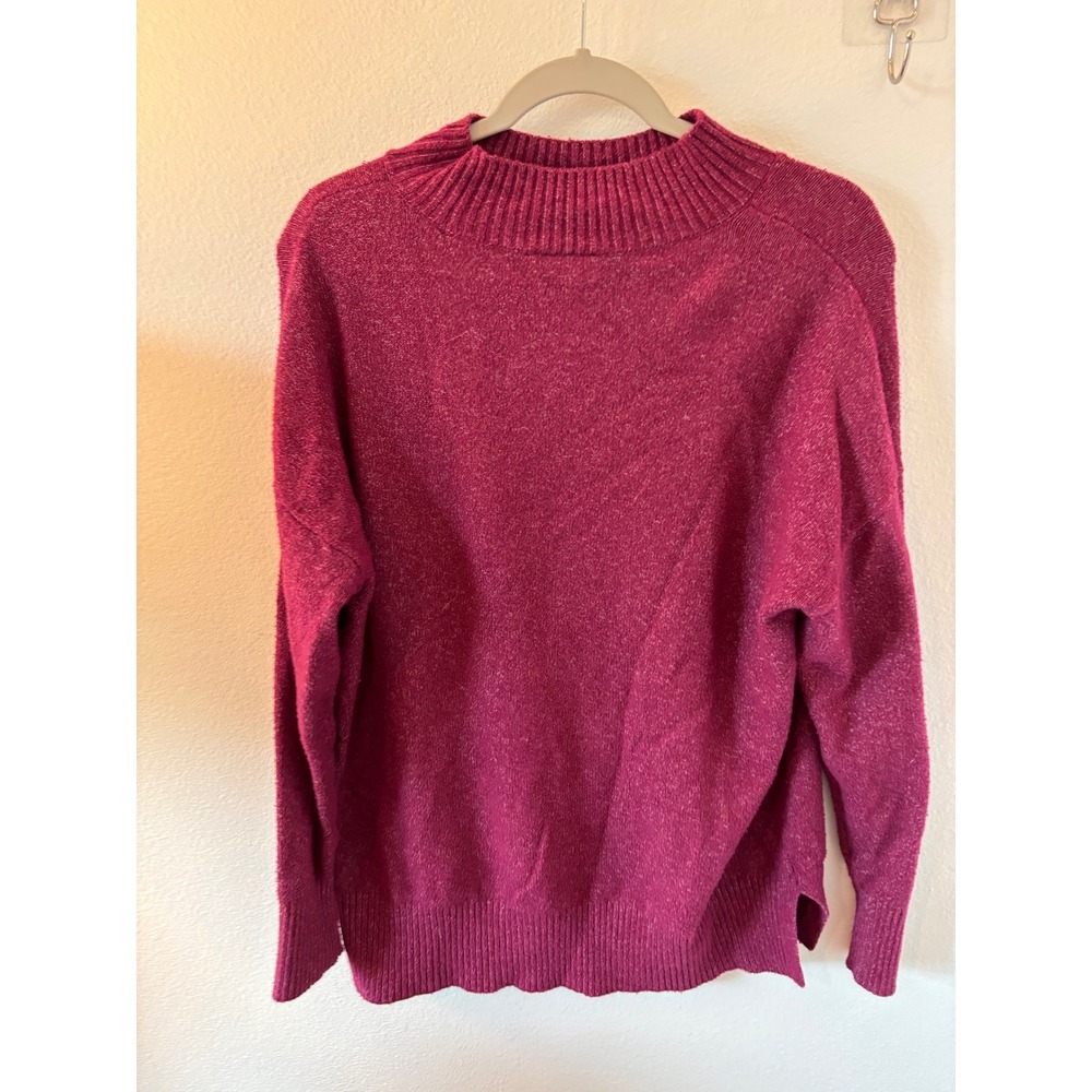 LOFT Outlet Womens Magenta Pink Marl Mock Neck Pullover Sweater Large 794372